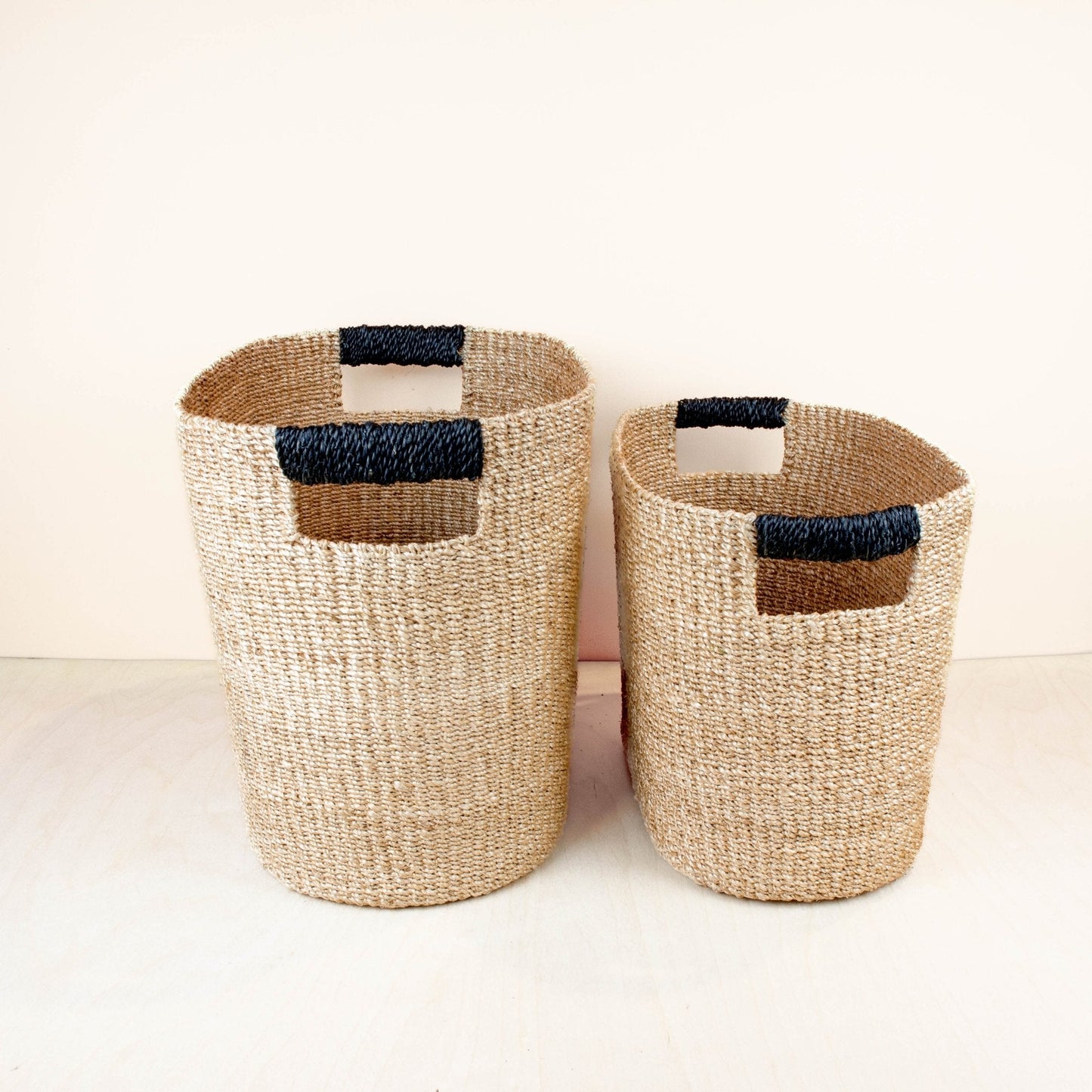 S/2 Black Oval Storage Baskets