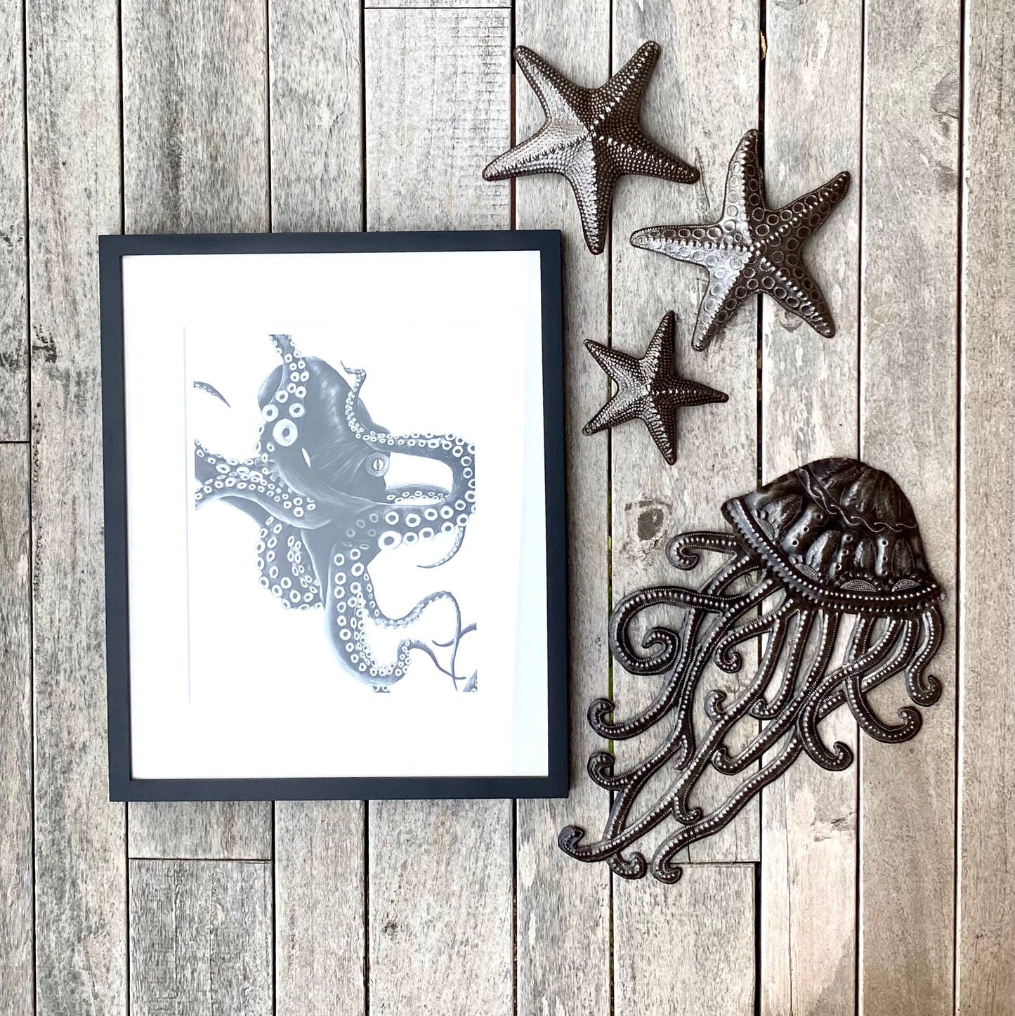 18.5" x 12" Jellyfish, Handmade Haitian Metal Art Fair Trade