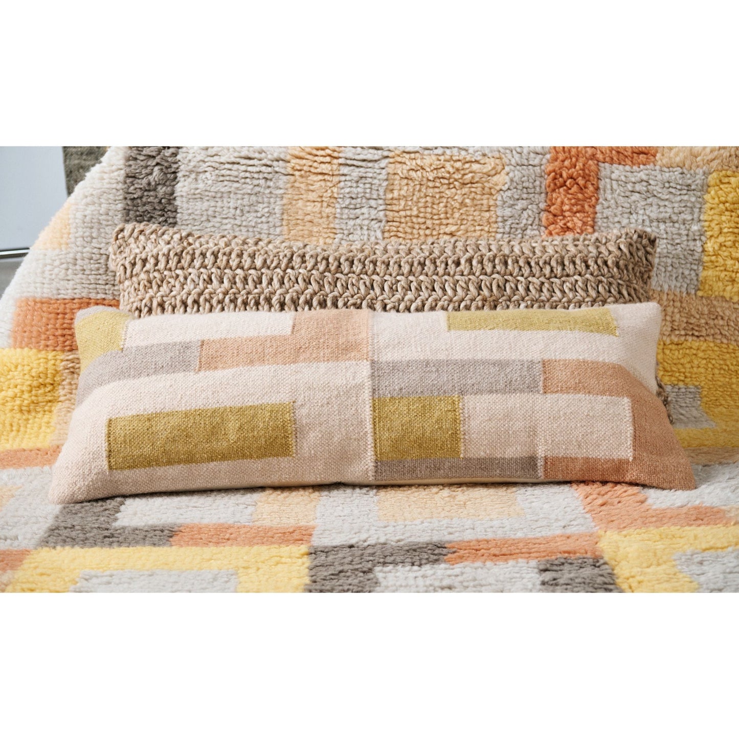 Shale Hand Woven Pastel Color Large Geometric Lumbar Pillow