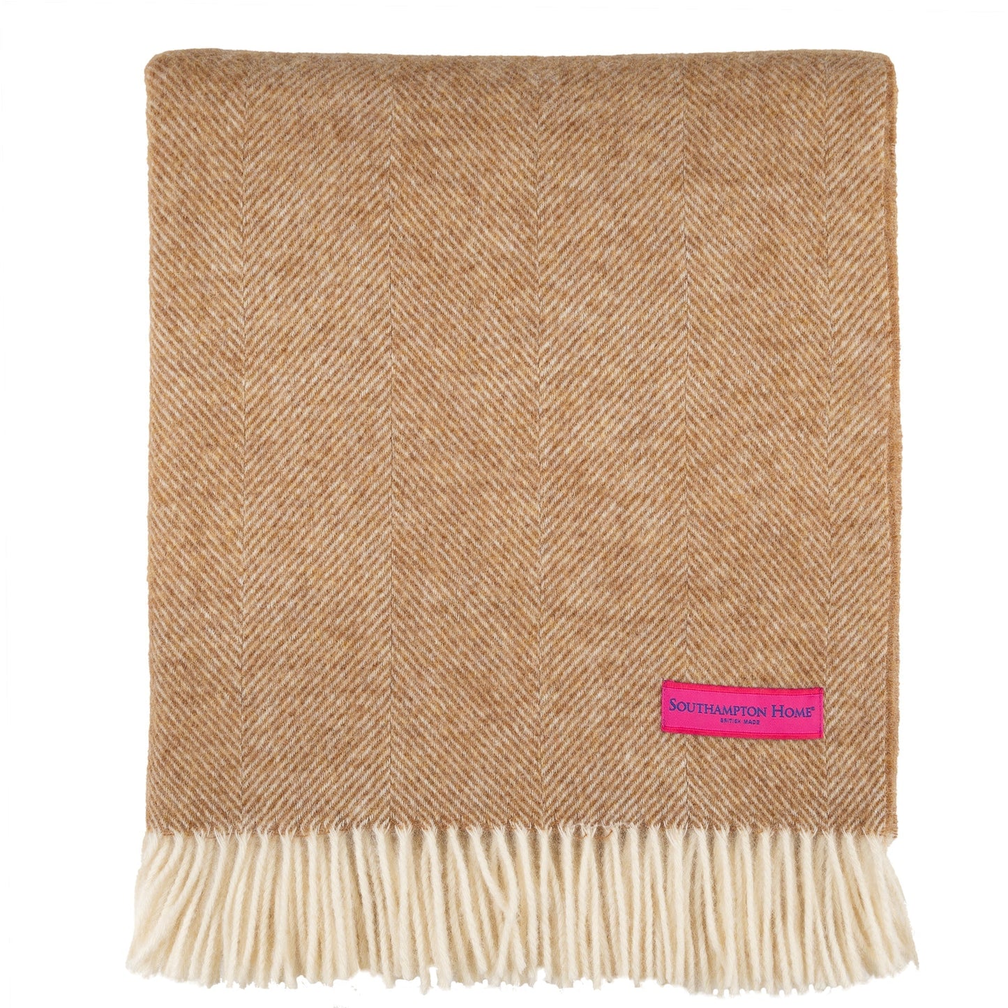 Southampton Home Shetland Lambswool Herringbone Throw – Rust