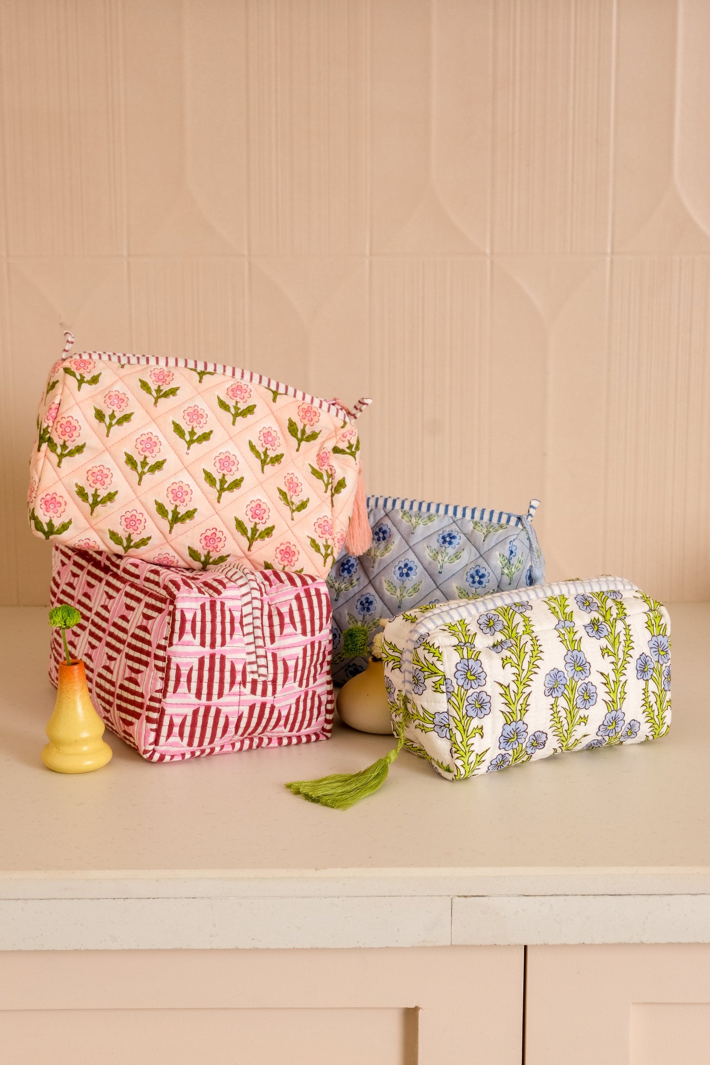Mona Blockprint Makeup Bag, Set of 3