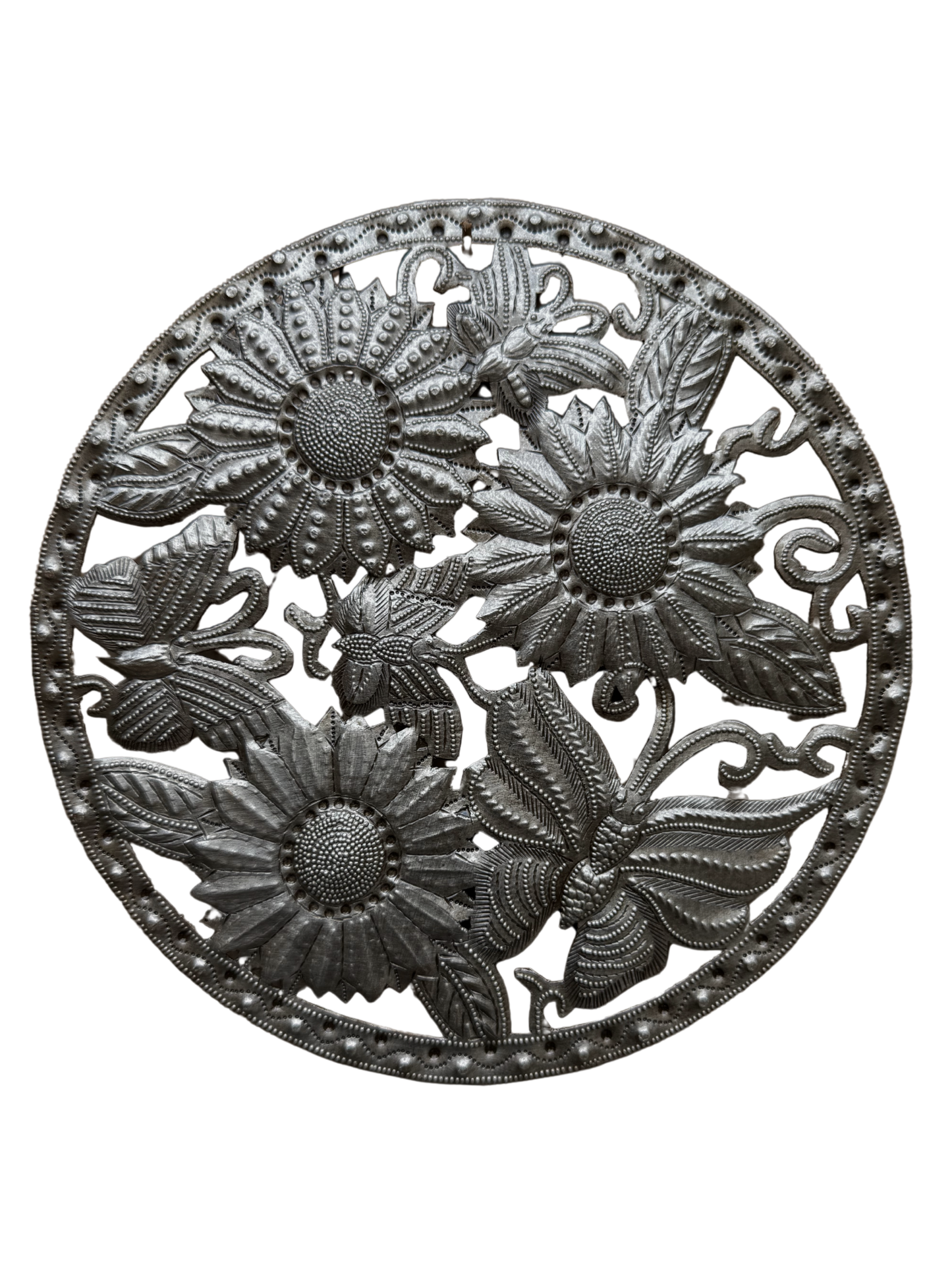 Butterfly and Sunflowers Garden Metal 8" x 8" Wall Hanging