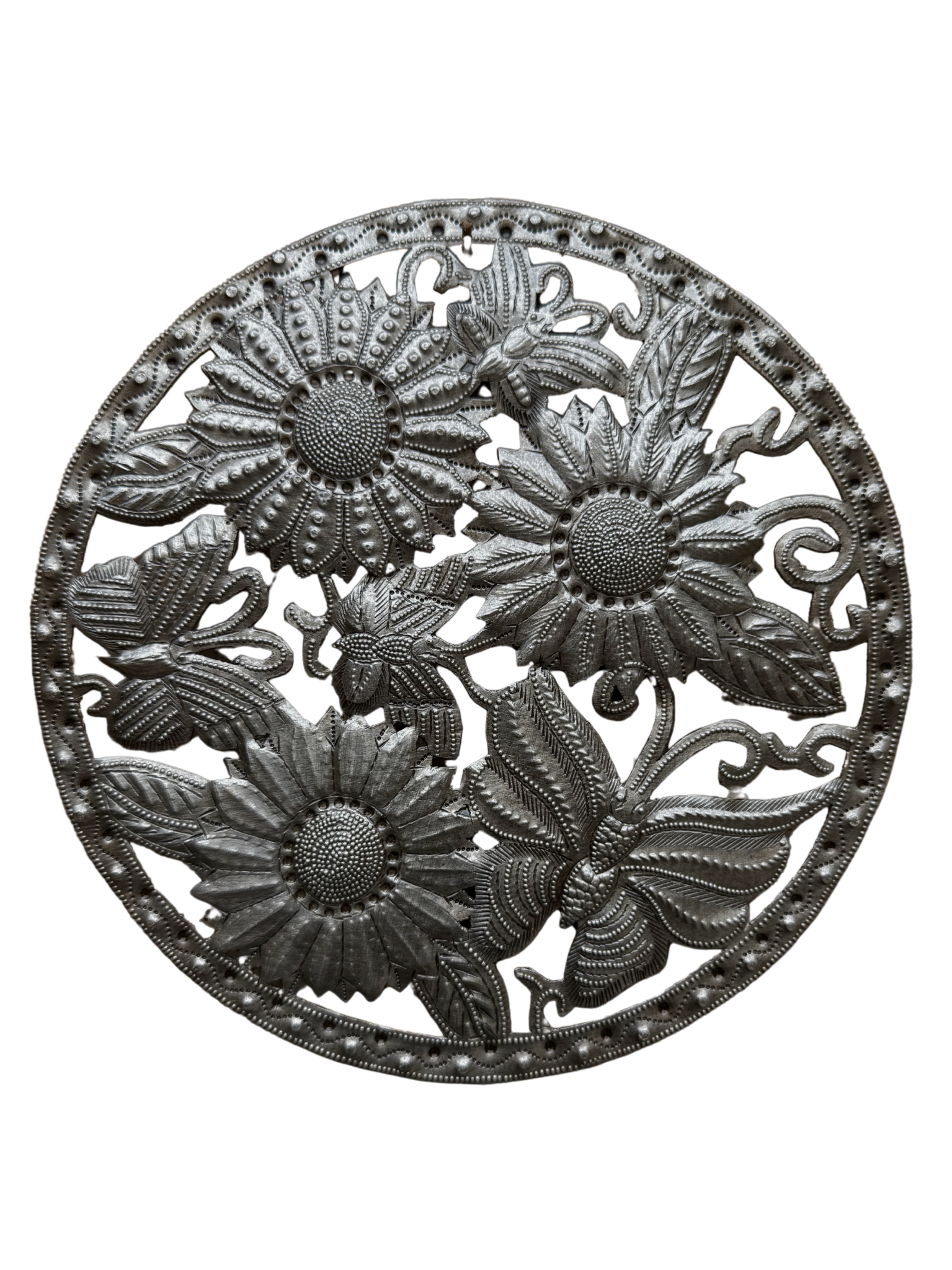Butterfly and Sunflowers Garden Metal 8" x 8" Wall Hanging