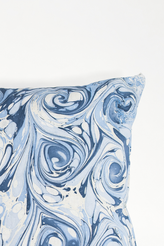 Ocean Wave Hand-Marbled Square Pillow, 20x20