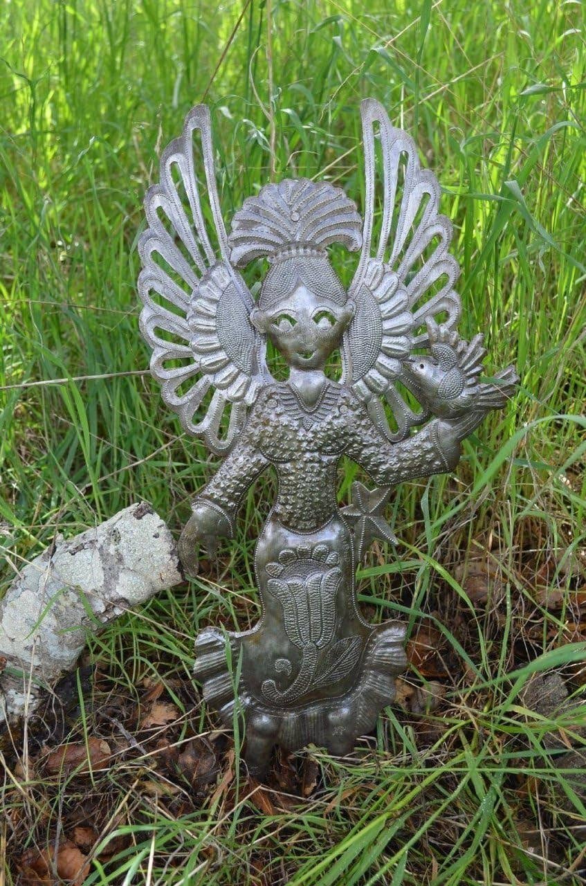Sweet Summer Angel, Haitian Metal Wall Art 10" x 19"