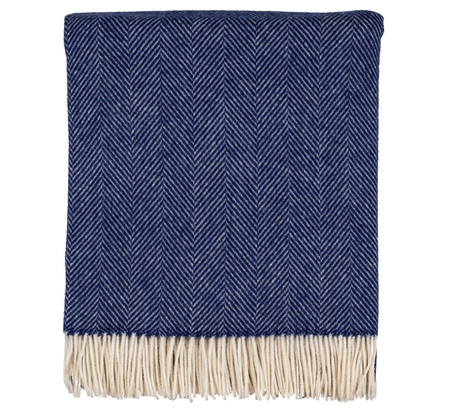 Southampton Home Merino Wool Herringbone Throw - Classic Navy
