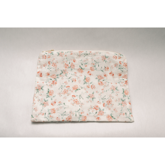 Sorrento Bloom | Timeless Floral Ruffle Zipper Pouch