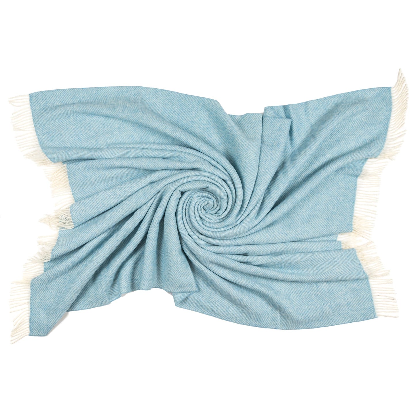 Southampton Home Merino Wool Herringbone Throw - Sky Blue