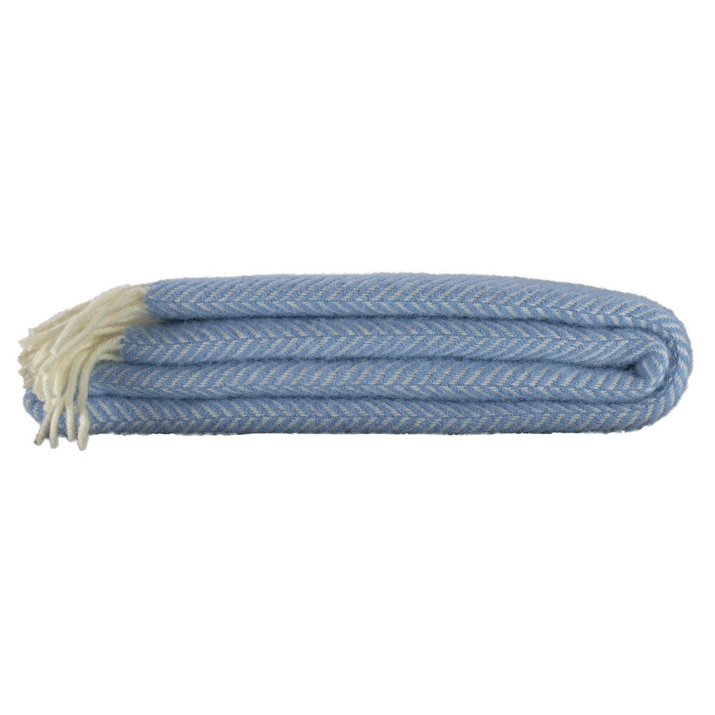 Highland Tweeds Herringbone Pure New Wool Throw - Sky Blue