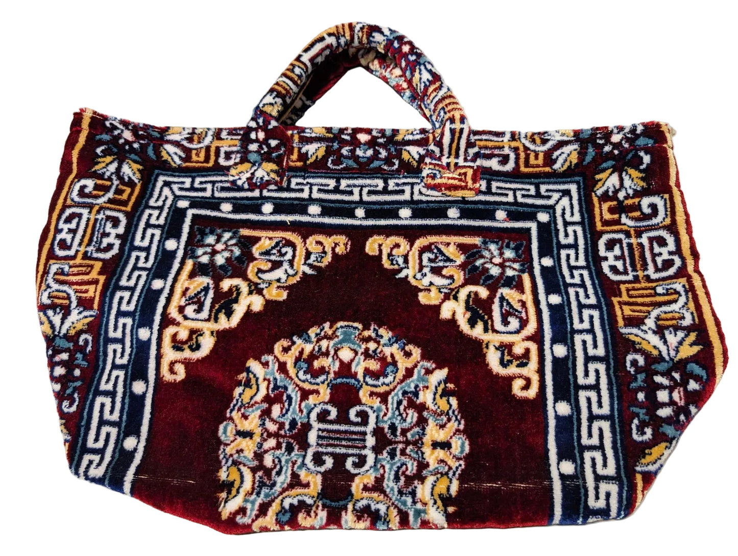 Polyester Cotton Rug Fabric Bag Burgundy x Yellow