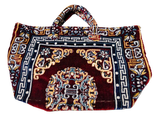 Polyester Cotton Rug Fabric Bag Burgundy x Yellow