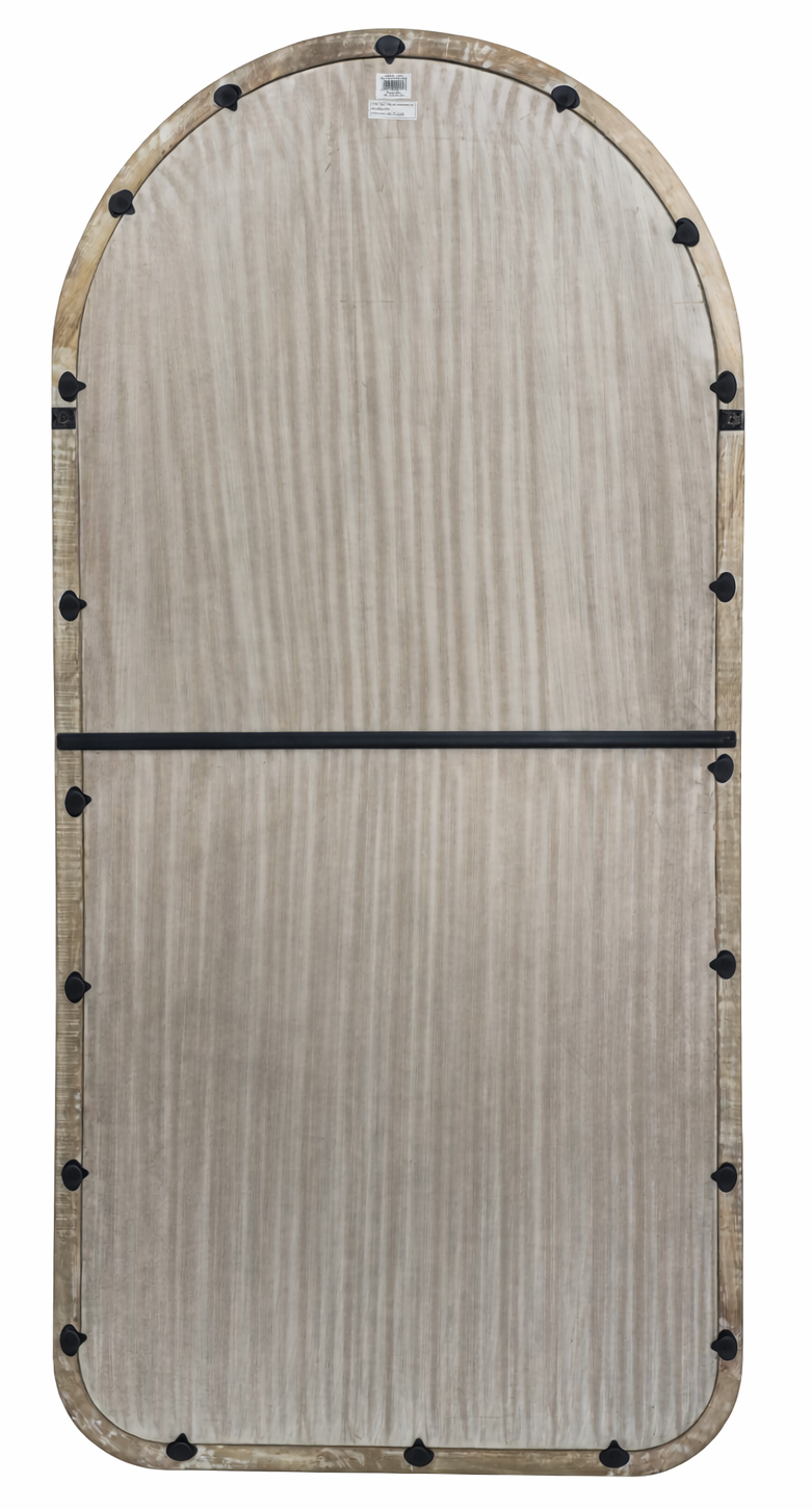 Arched Full Length Wall Mirror with Mango Wood Frame, 36x72"