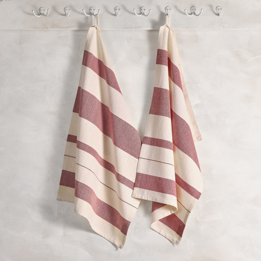 Cotton Kitchen Towel | Handwoven | Set of 2 | Artisan Made | Fair Trade | Field Stripe