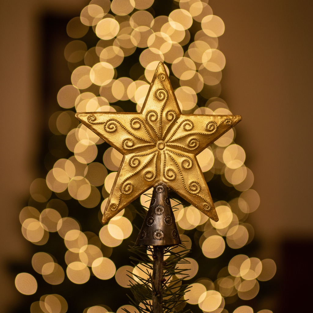 Gold Embossed Star Tree Topper