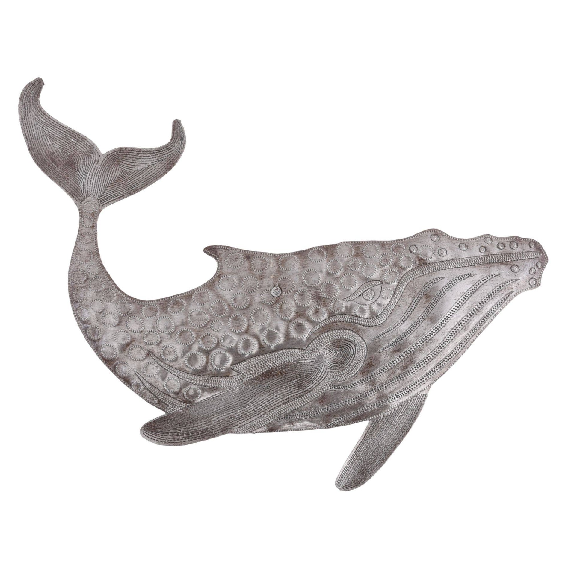 Haitian Metal Whale Wall Art 13"x11" Handmade Sculpture