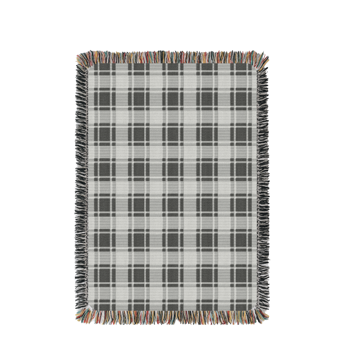 Black and White Plaid Jacquard Woven Throw