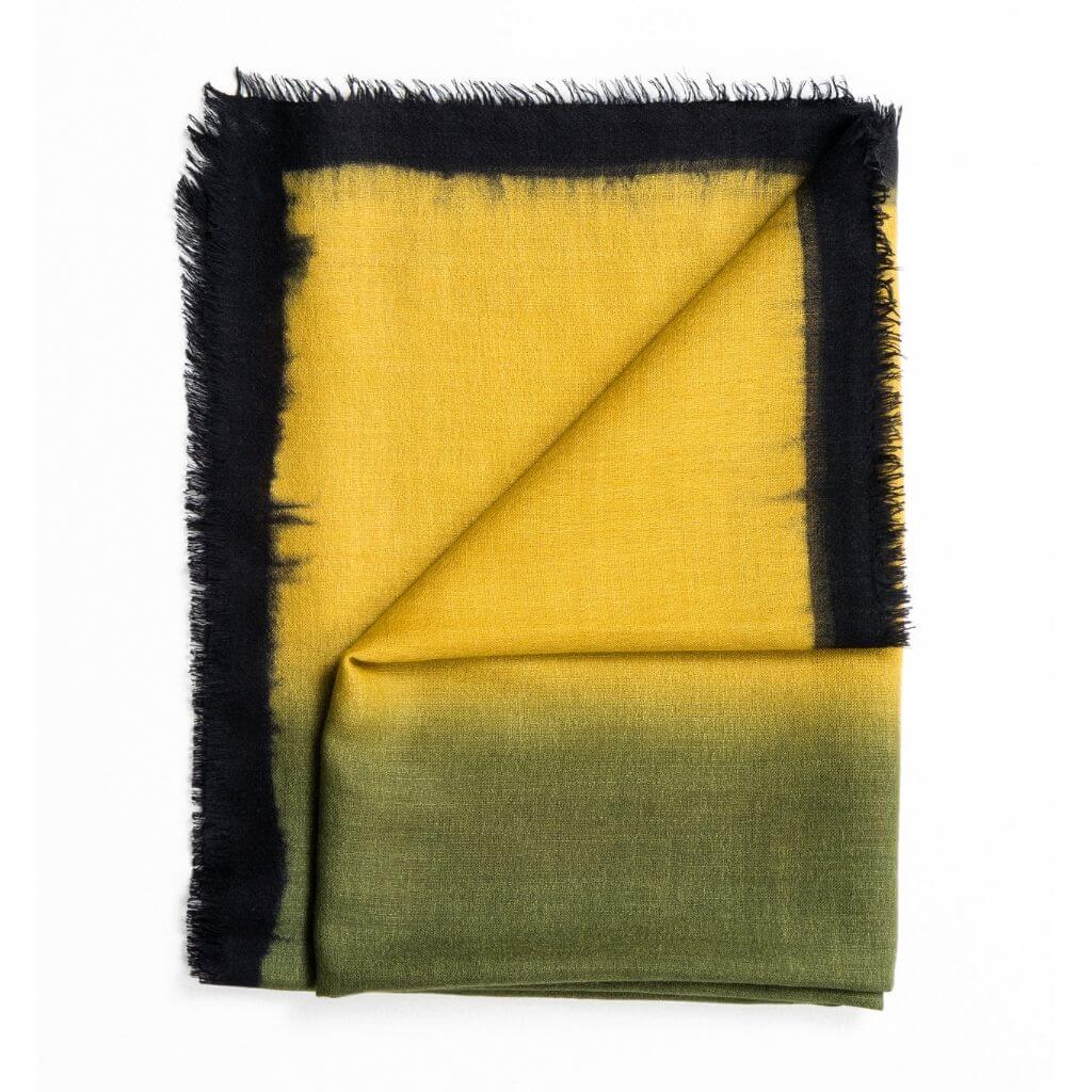 Iris Courtyard Green Purple Hand Woven Cashmere Merino Scarf