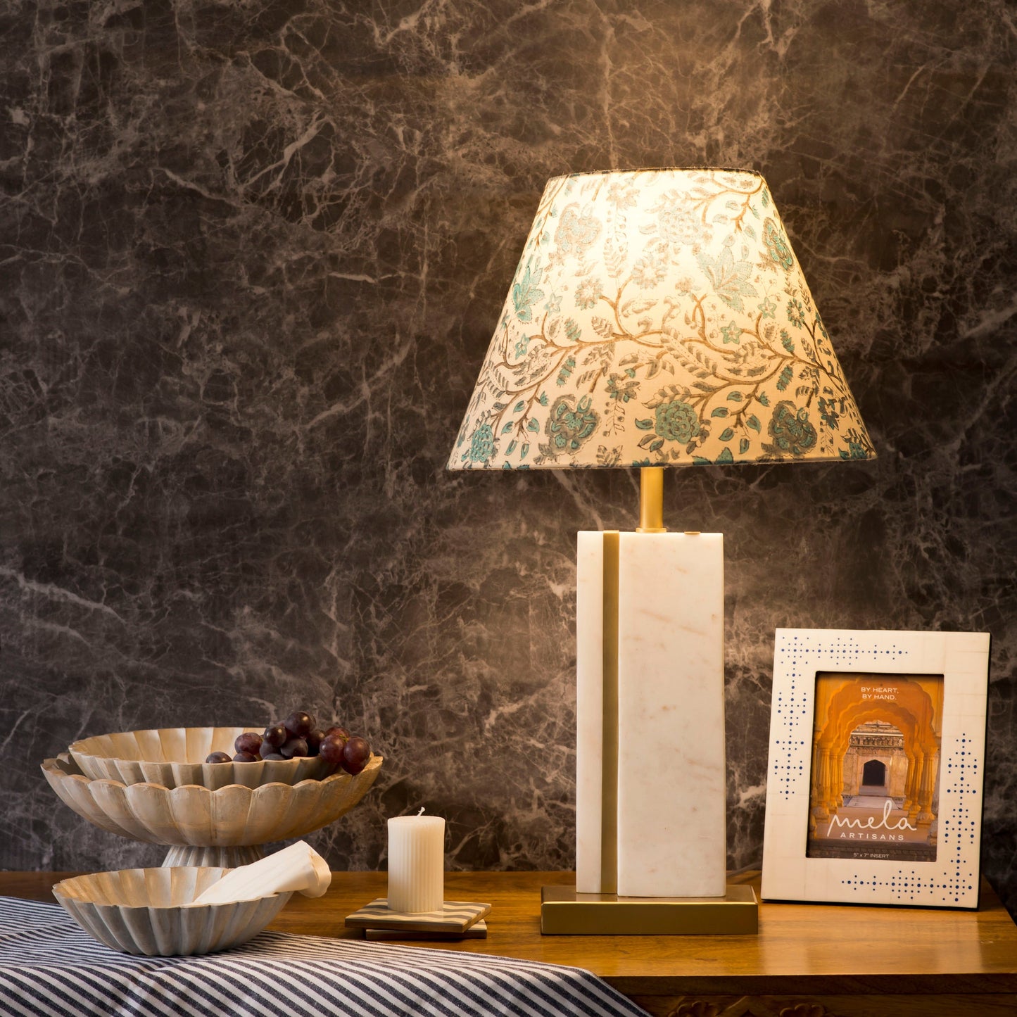 Sculpta Marble Lamp Stand White Marble Base