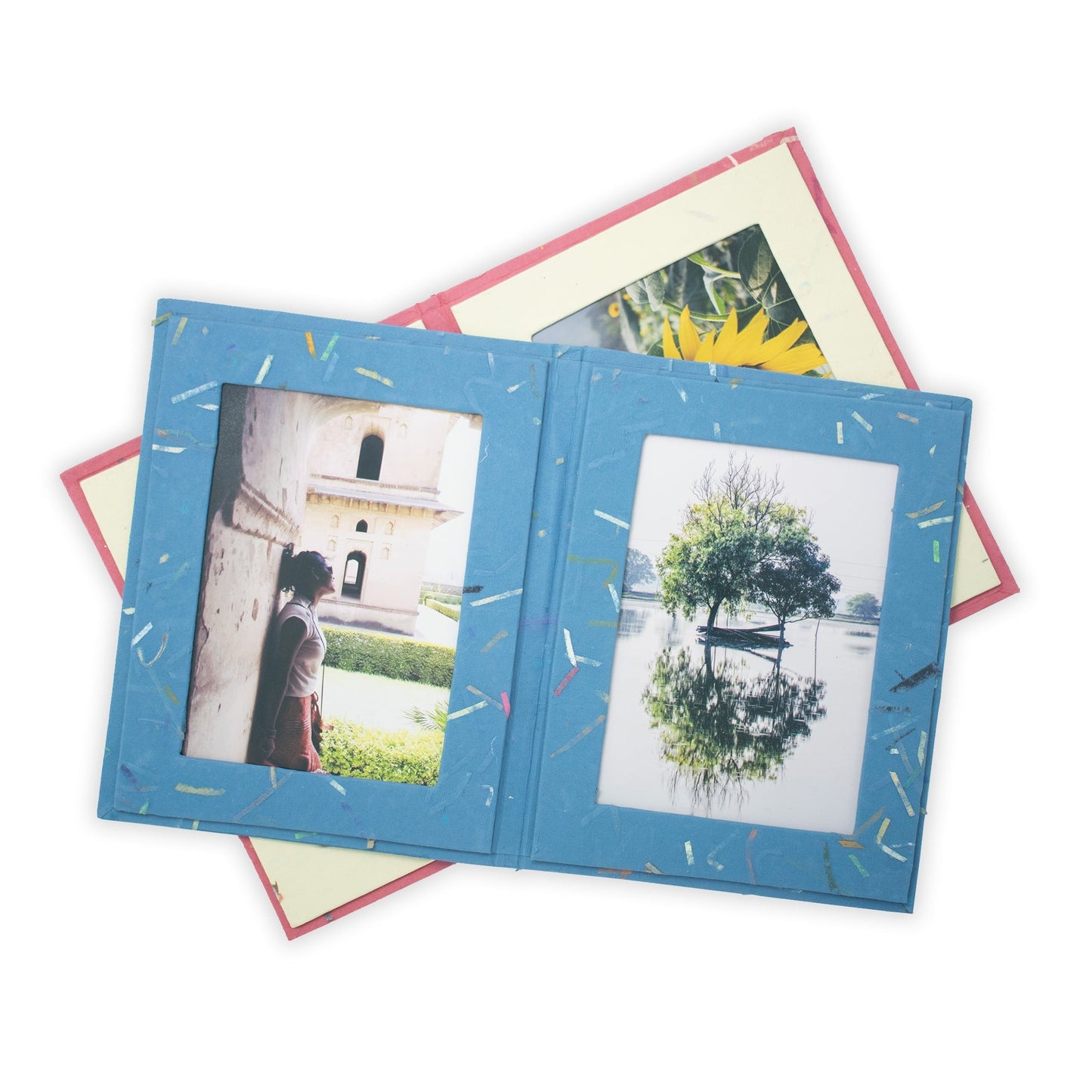 Double Photo Frames | Handmade | Upcycled Tree-Free Paper | Fair Trade | Set of 5