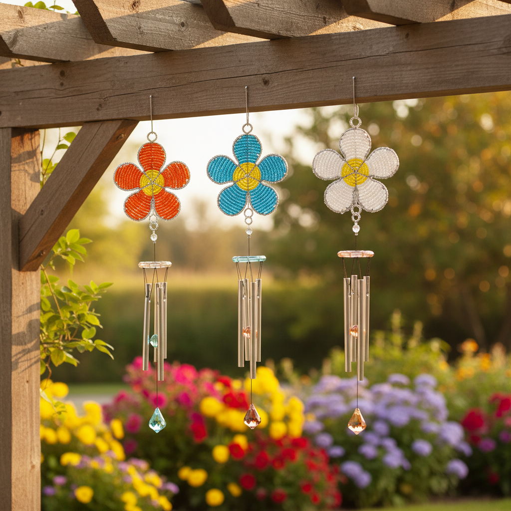 Daisy Wind Chime, Sm Asst  (Set of 3)