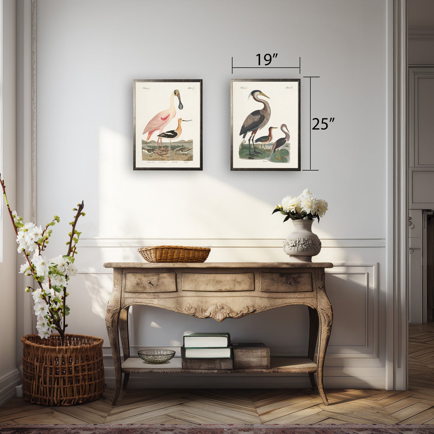 Spoonbill Birds in Silver Frame