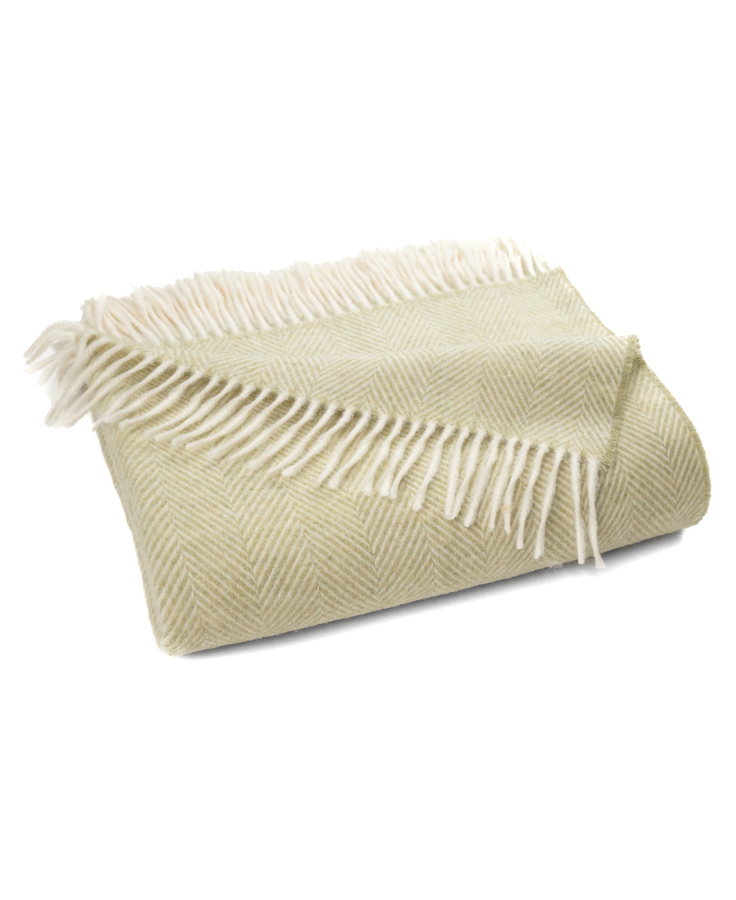 Southampton Home Merino Wool Herringbone Throw - Celery