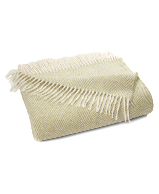 Southampton Home Merino Wool Herringbone Throw - Celery