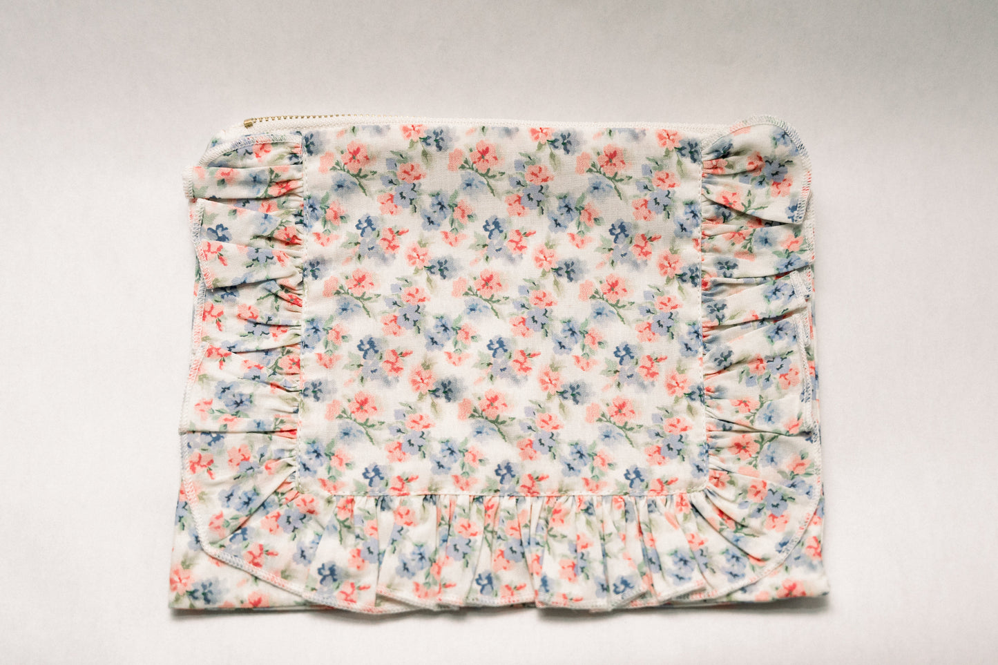 April Posies | Timeless Floral Ruffle Zipper Pouch