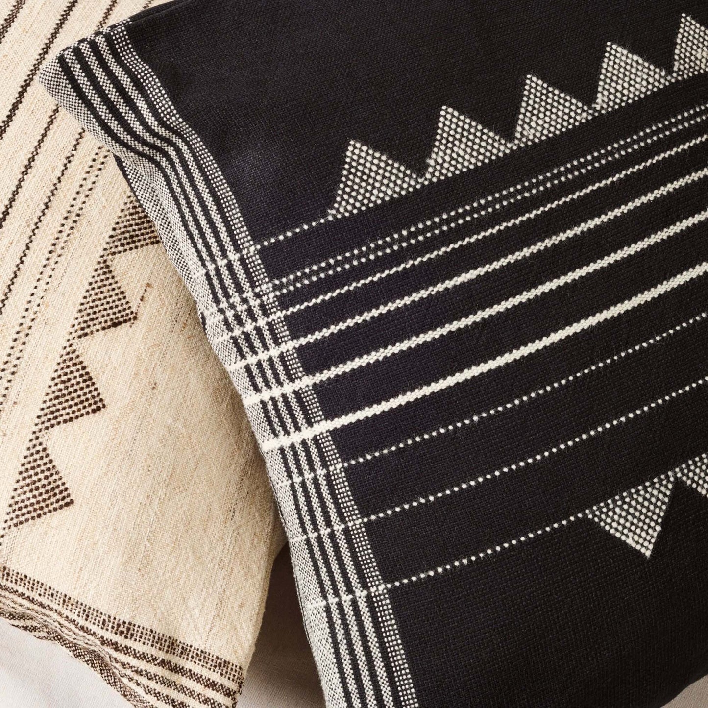 Kora Black Large Handloom Artisanal Pillow Cover