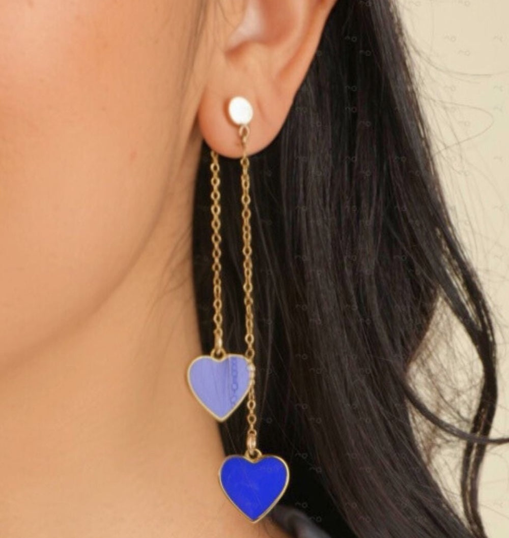 Single Hearted Girl Blue Heart Earrings | Gold Filled