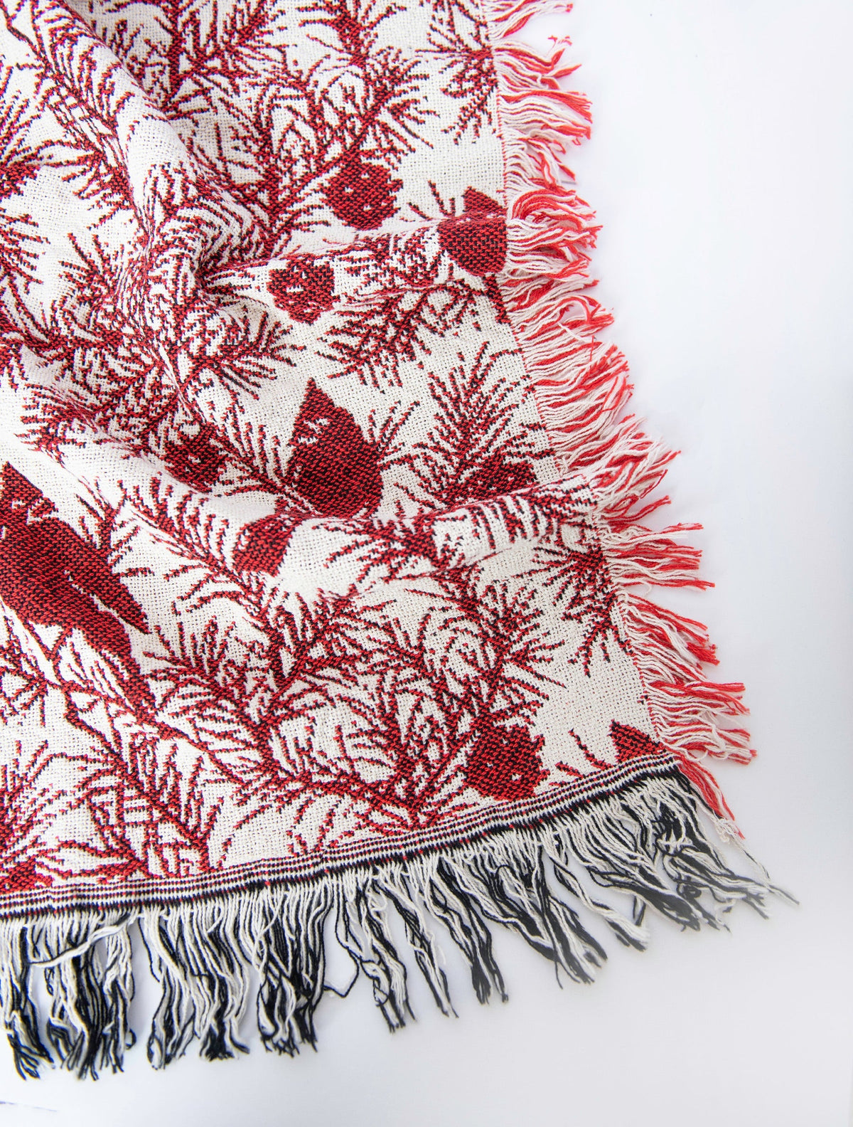 Red Cardinal Christmas Jacquard Woven Throw