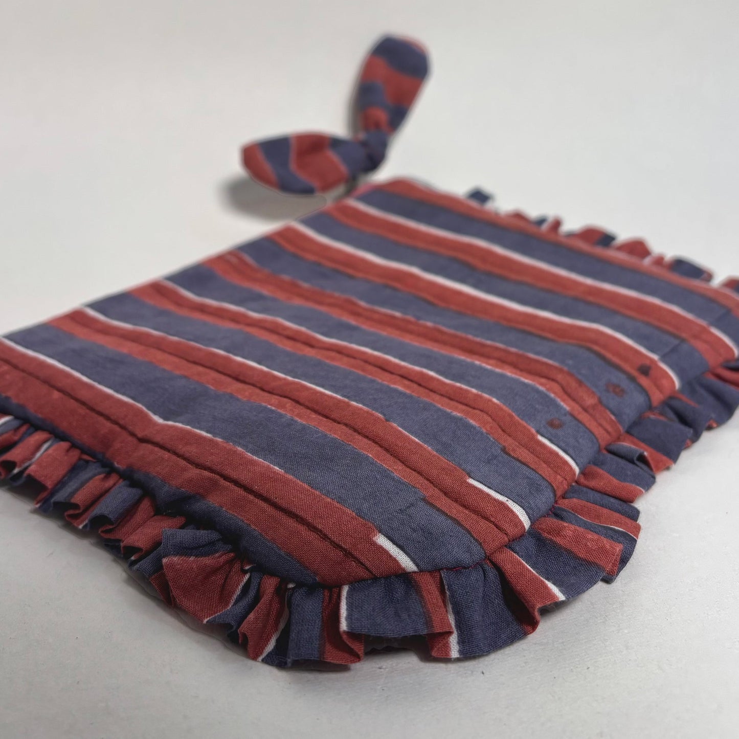 Quilted Cotton Travel Pouch with Frill Trim