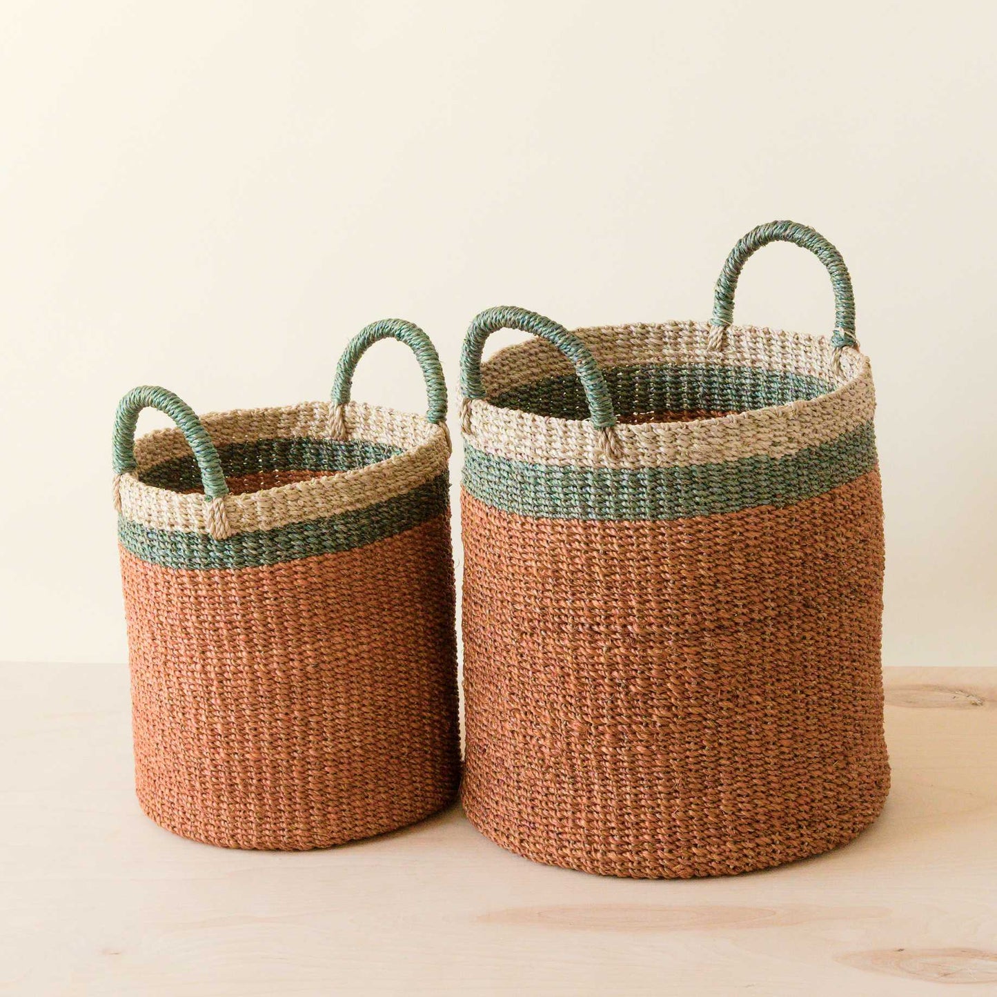 S/2 Coral Baskets with Handle