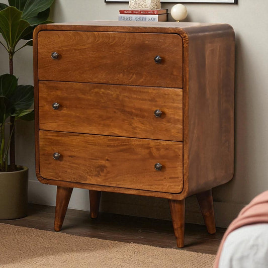 Solid Wood Mini Curved Chestnut Chest