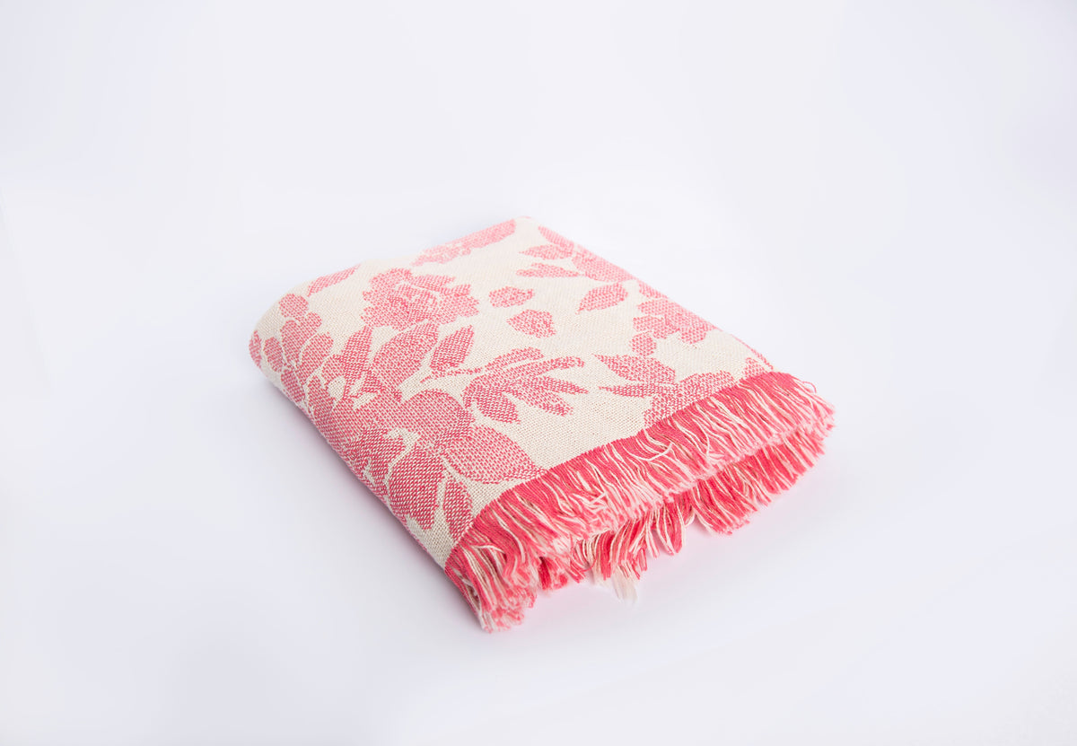Peony Floral Jacquard Woven Throw
