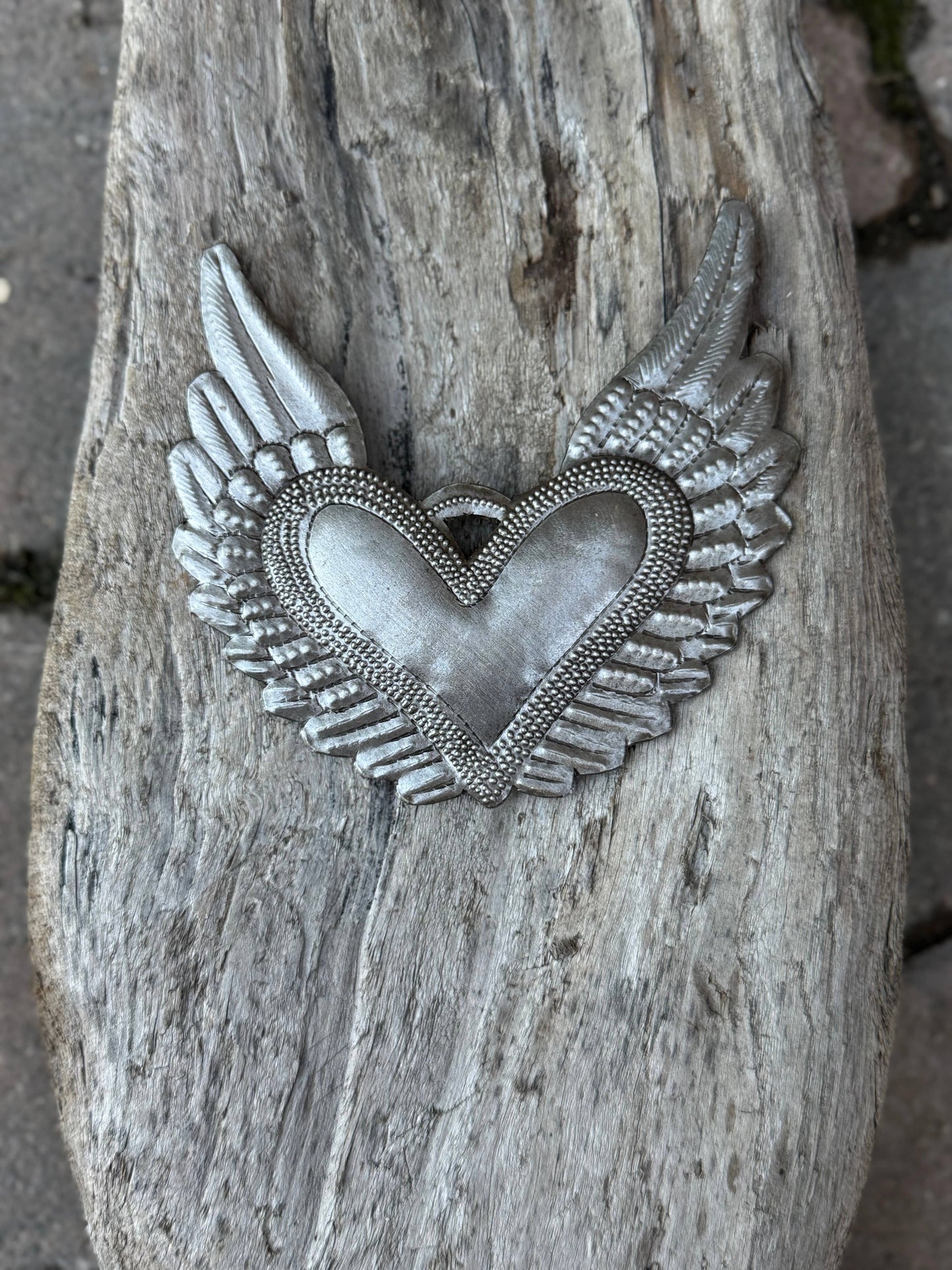 Handmade Haitian Heart with Wings – Fair Trade Metal Art