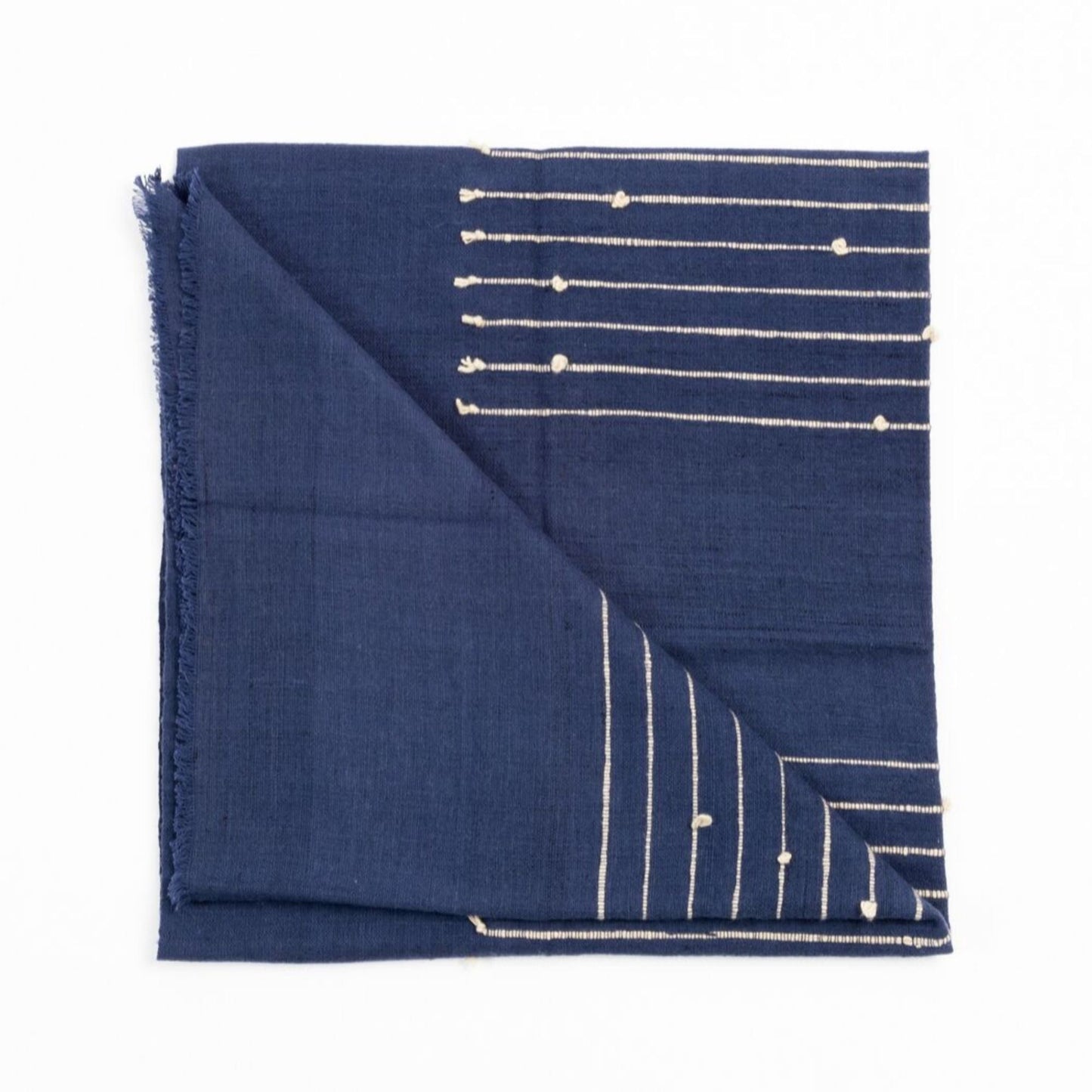 Rosewood Indigo Hand Knotted Stripes Handloom Merino Throw