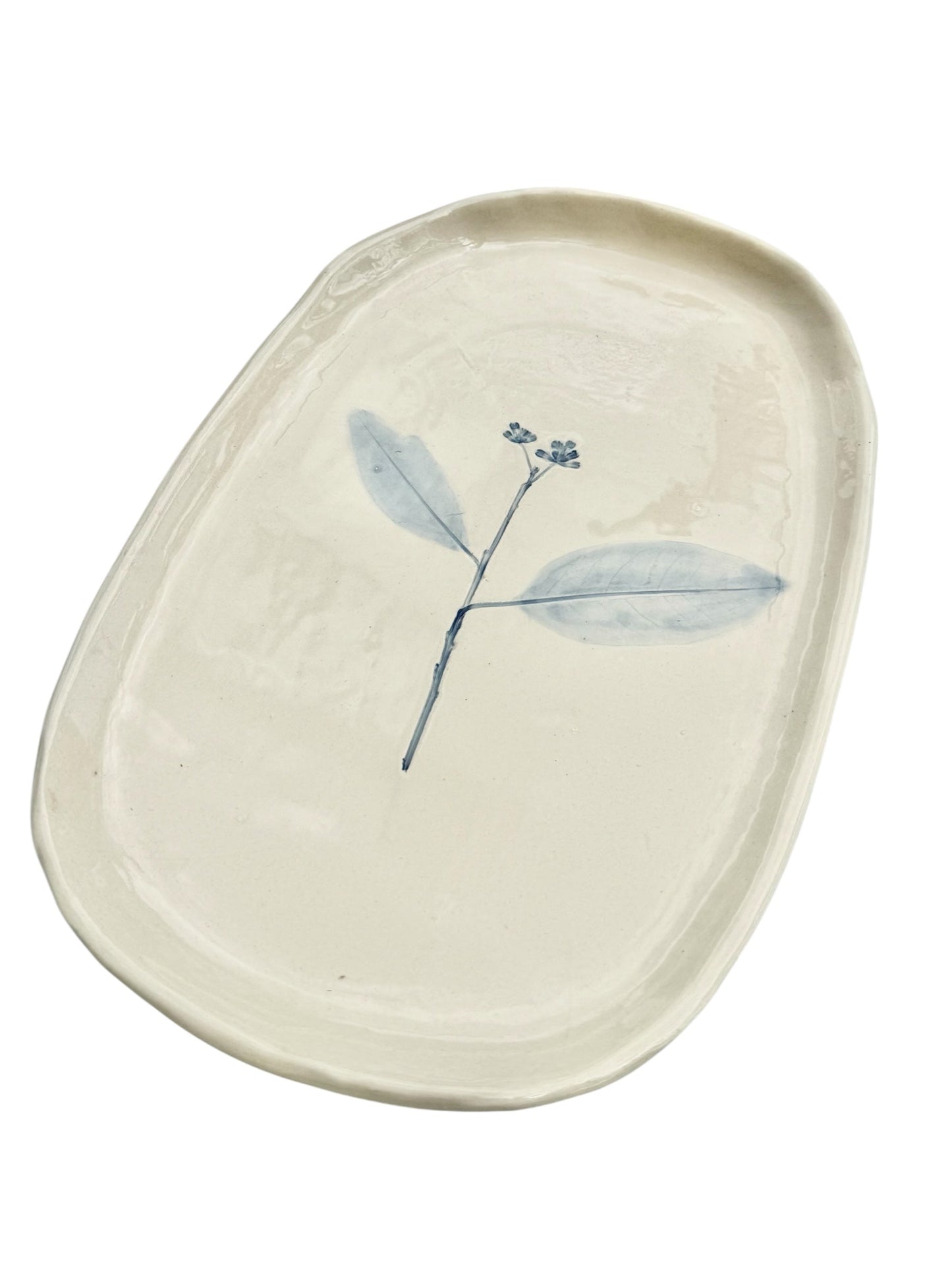 Hand-Painted Floral Tray, Blue