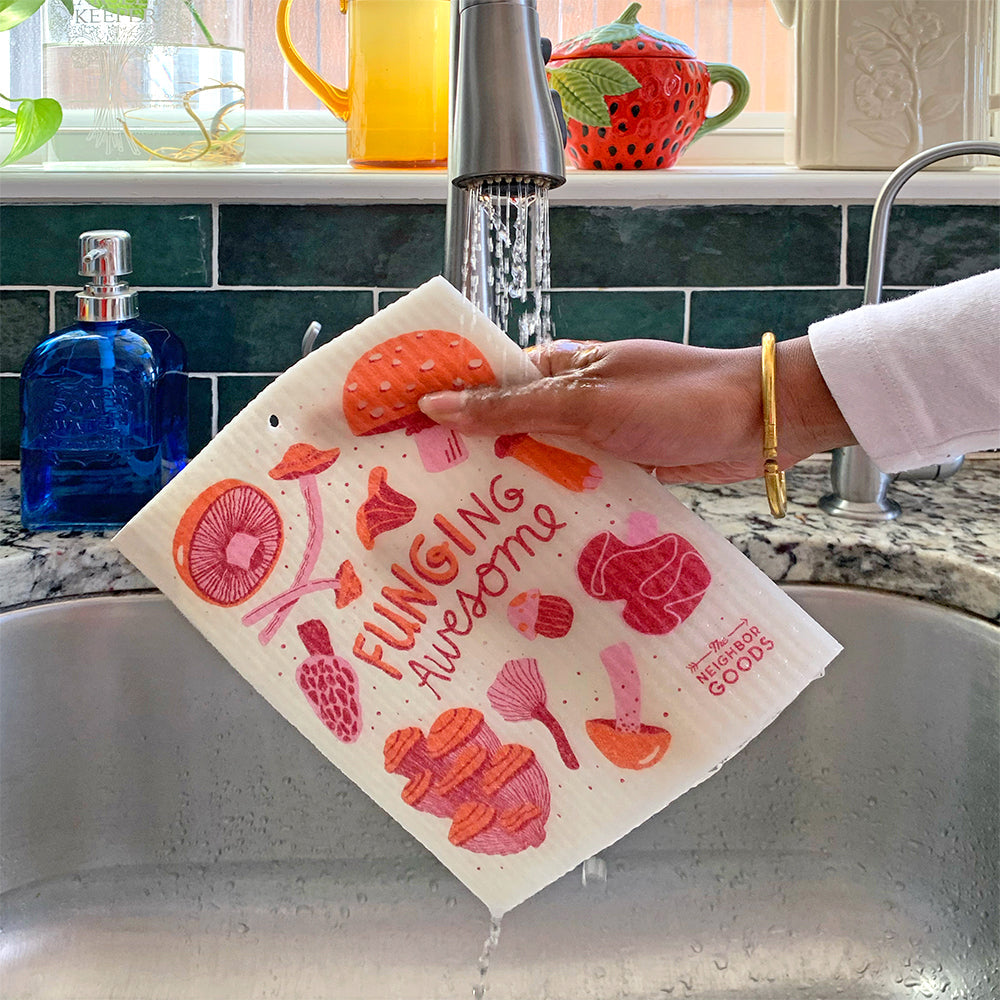 Mushroom Dish Towel + Sponge Cloth Gift Set
