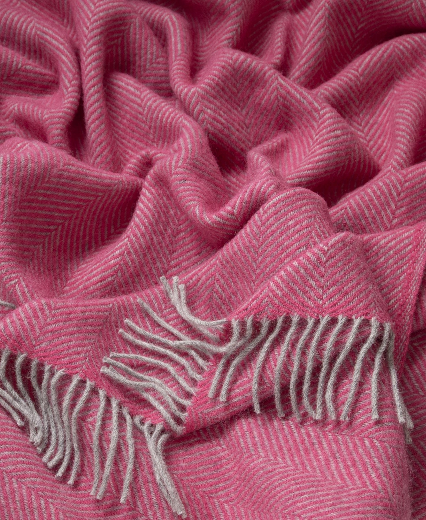 Highland Tweeds Herringbone  Pure New Wool Throw - Magenta Pink