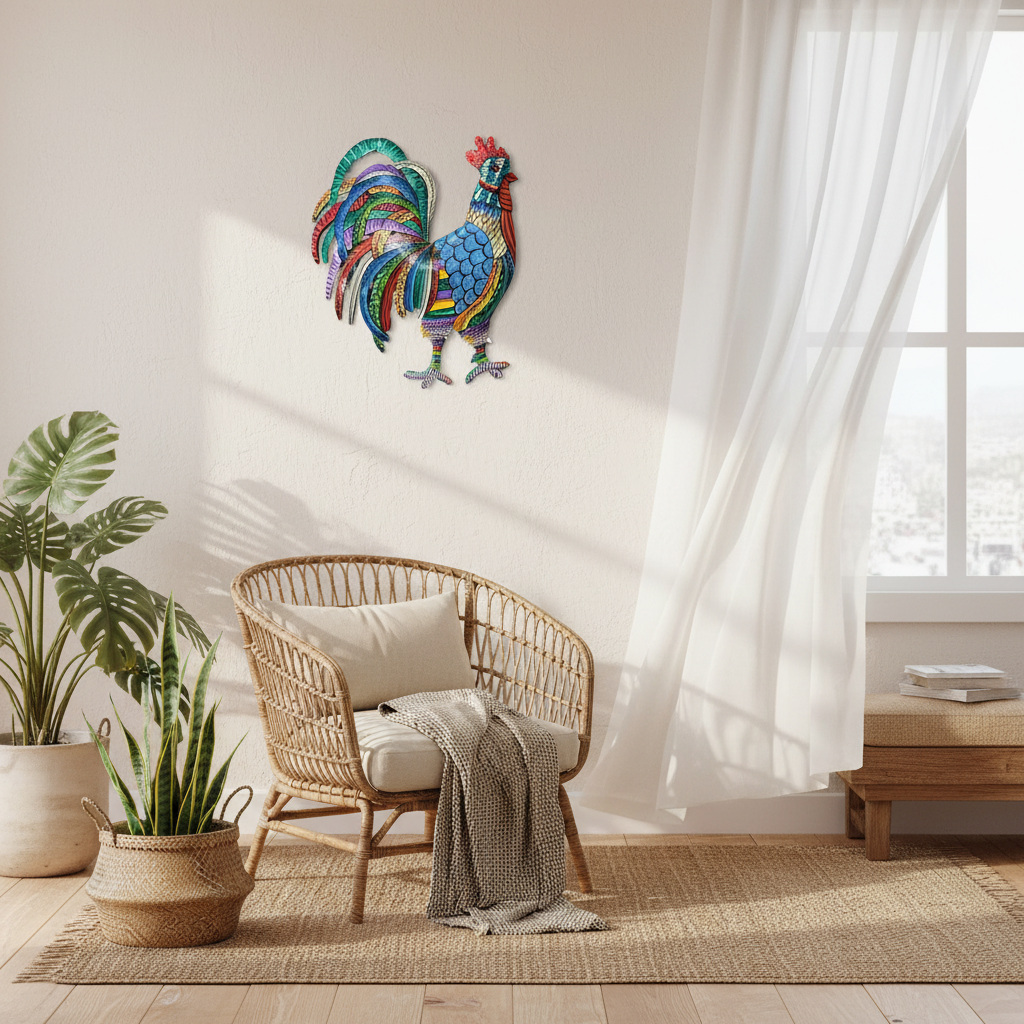 Painted Blue Rooster