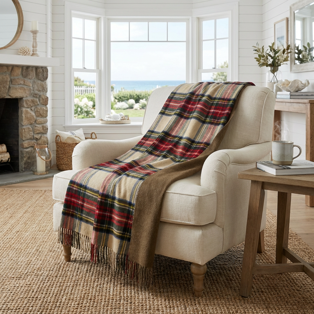 Prince of Scots Double Merino Wool Reversible Throw – Antiqued Dress Stewart Tartan
