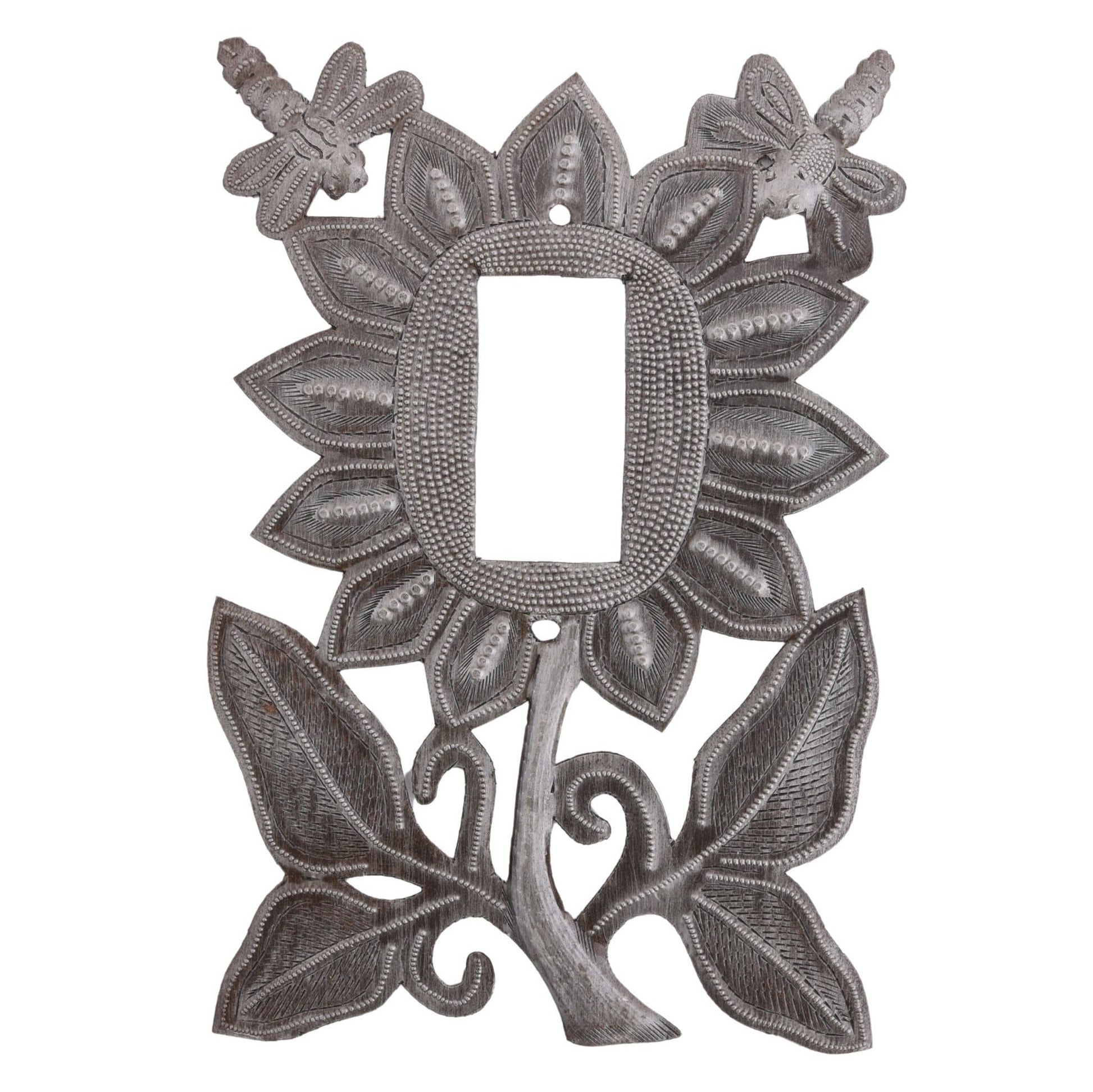 Flower Rocker Outlet Cover Handmade Haiti Recycled Metal
