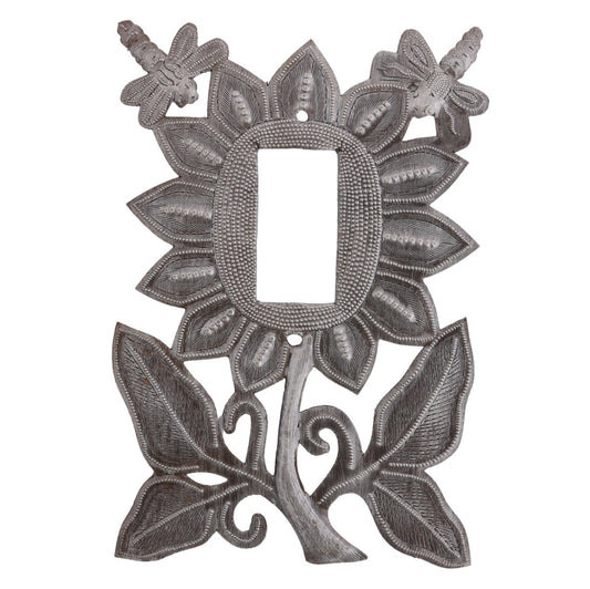 Flower Rocker Outlet Cover Handmade Haiti Recycled Metal