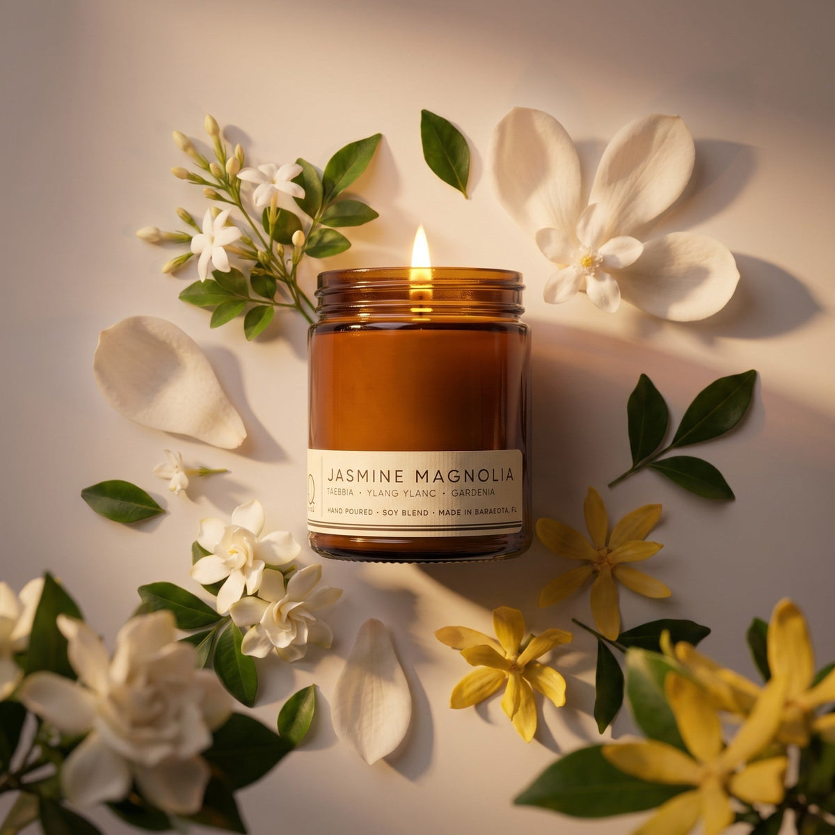 Jasmine Magnolia Soy Blend Candle — Gardenia, Ylang Ylang & Musk