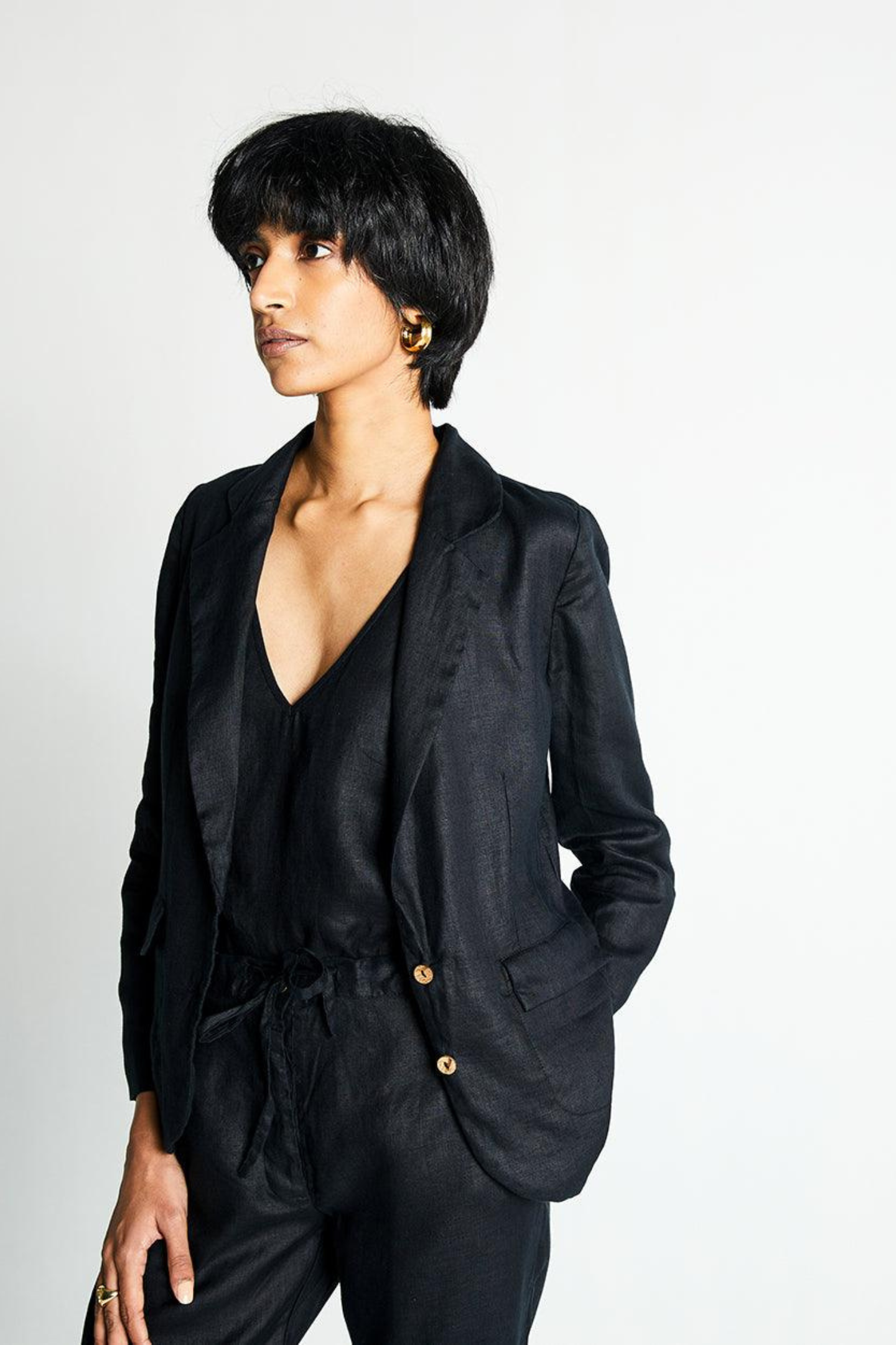 Hemp Three Piece Set in Black