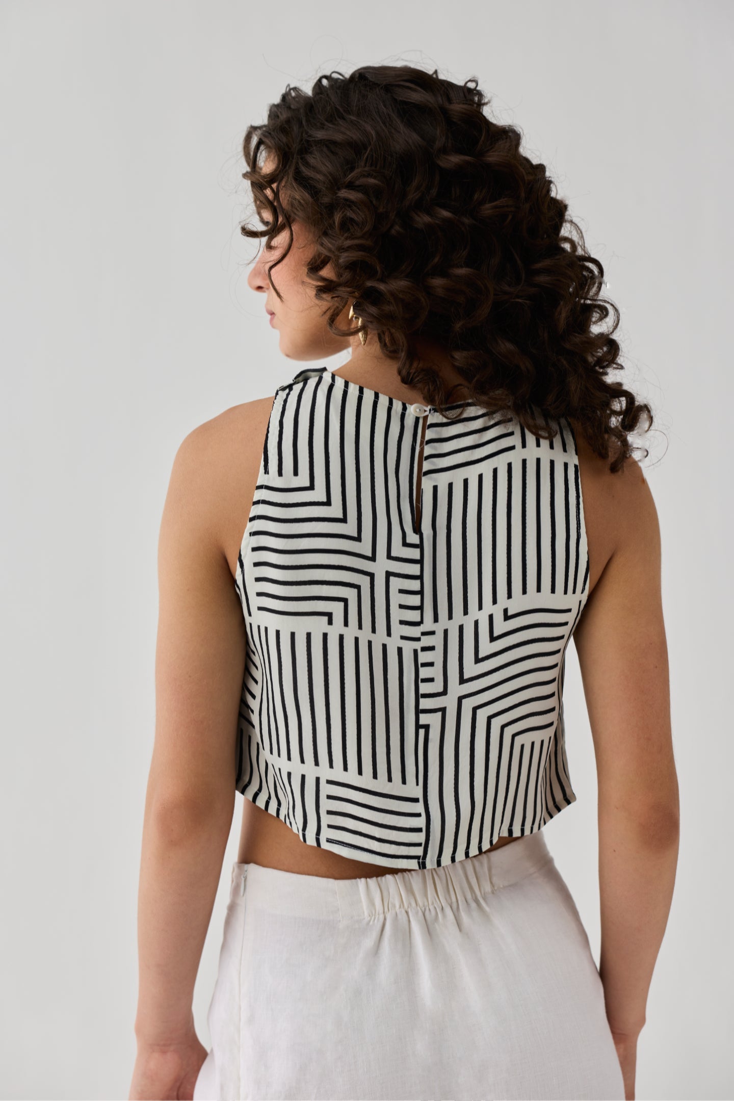 Fitted Overlap Midi Skirt in Off - white
