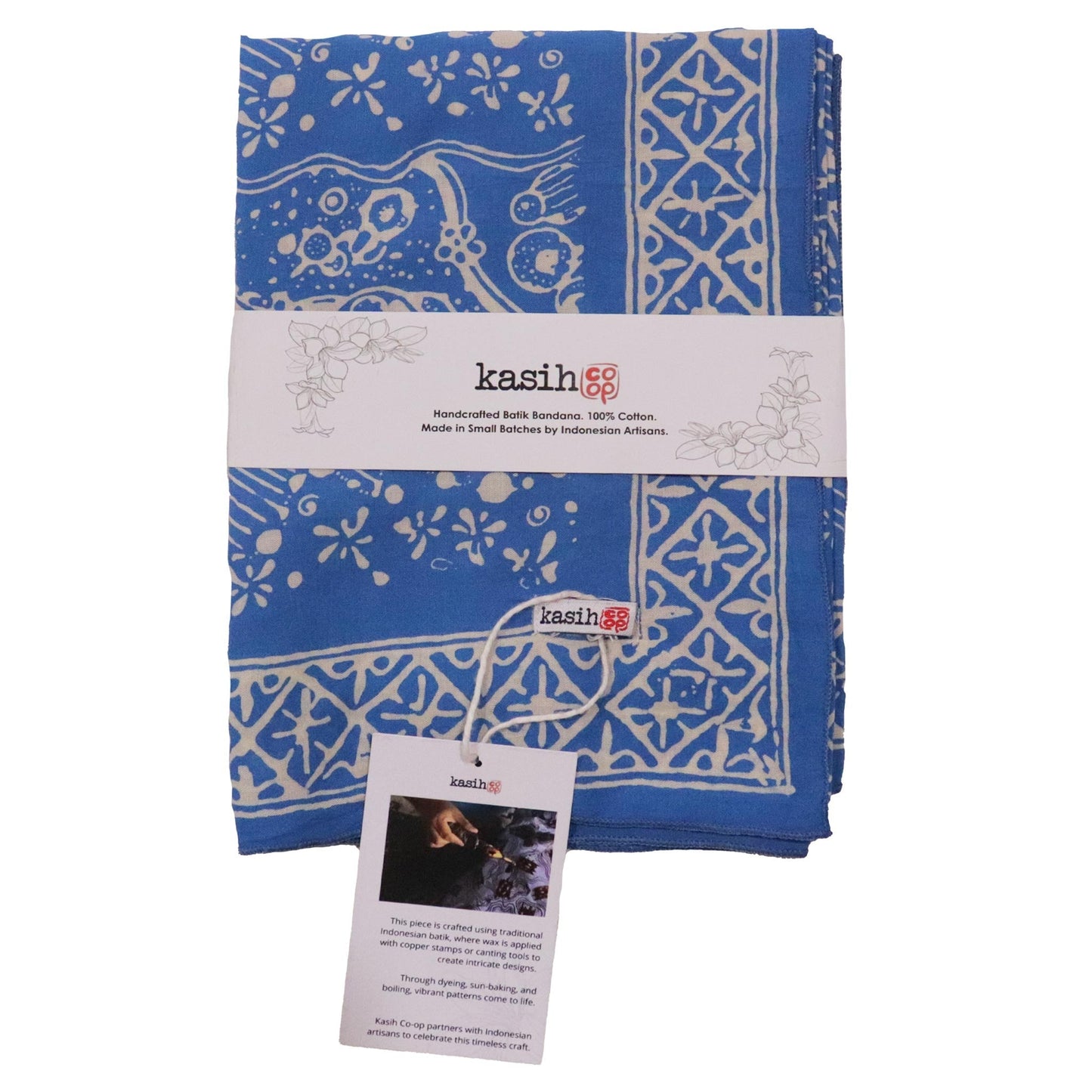 Large 39" Hand Dyed Batik Bandana - Tidal Flow