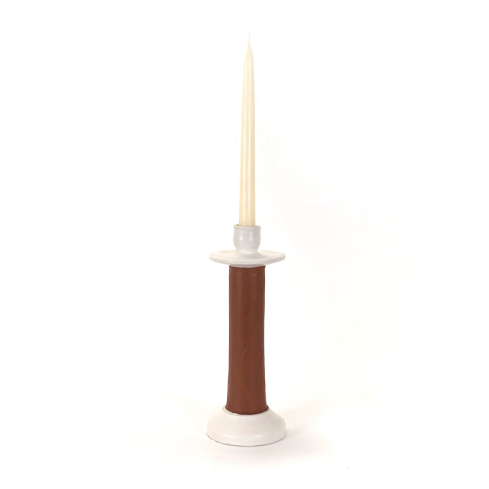 Leather-Wrapped Candle Holder