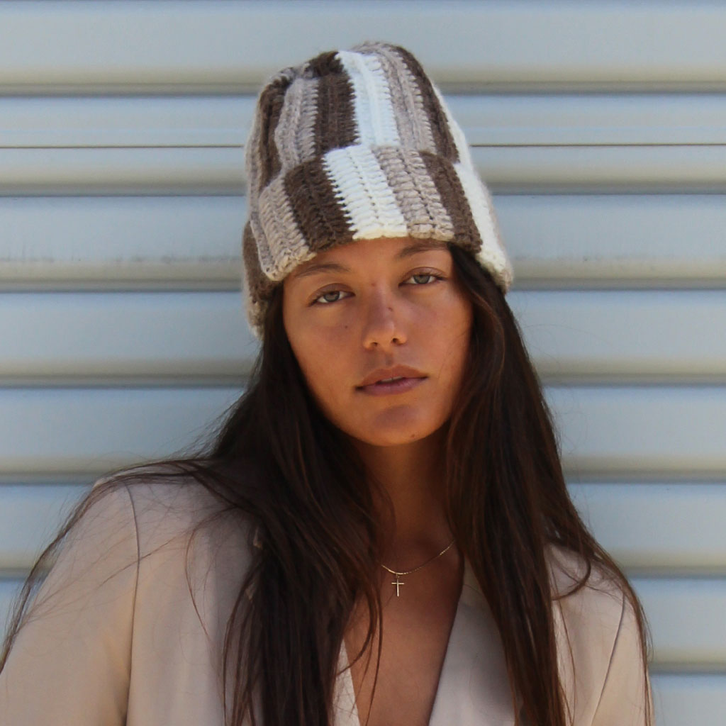 MINGA | Baby Alpaca Beanie - Natural Stripe